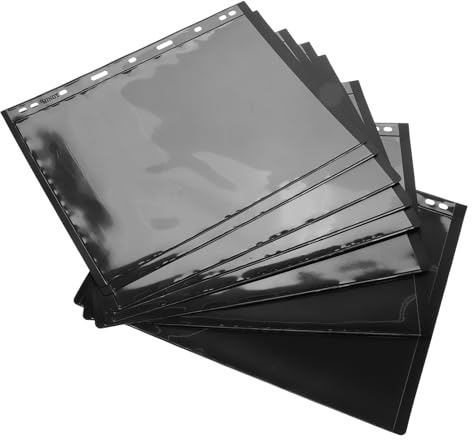 HOODANCOS Páginas para Álbum de Sellos Negro de Pet Diseño en Línea Ranura, 10 Hojas para Almacenamiento de Colección de Sellos y Postales