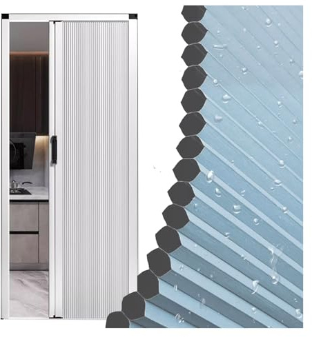 Accordion PVC Folding Door, Extra Wide Concertina Internal Sliding Door for Living Room, Pantry, Bathroom, Space-saving Room Partition (210x195cm)