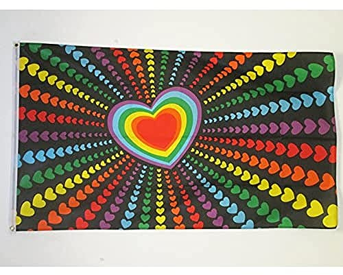 AZ FLAG Bandera Arco Iris Amor 90x60 cm Gay Poliéster 100D 2 Ojales | Uso interior y exterior Enseña costuras dobles y bordes reforzados con ojales metálicos