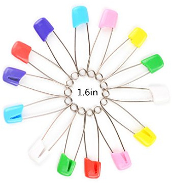 Hicat 20 pcs varios colores bebé niño infantil Kids Bolsa para pañales pañal alfileres imperdibles con cabeza de plástico de colores de acero inoxidable de bloqueo de seguridad, Hold clip
