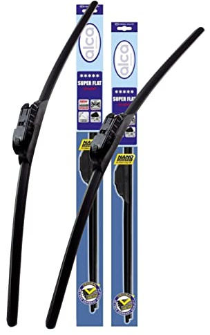 Fits Ford KA Models 2017 To 2024 Alca Germany Super Flat Wiper Blades Front Replacement Set 2216 TL ASF2216TL