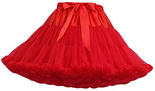 Tutu Donna Gonna Tulle Corta tutù per Danza Ballerina Gonne in Tulle Vaporosa Corte Gonnellina di Tulle Carnevale Sottogonna Rockabilly per Abito da Sposa Festa Costume Principessa Puffy Rosso