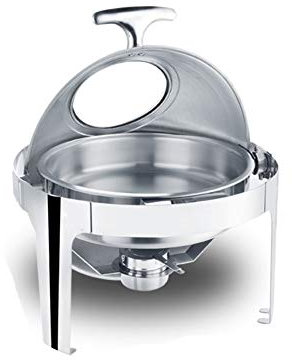 Aprilhp Edelstahl Chafing Dish Runde Speisewärmer mit Brennpaste Warmhaltegerät Warmhaltebehälter Essen Deckel, festen Ständer, Roll Top Food Warmers, Catering Supplies