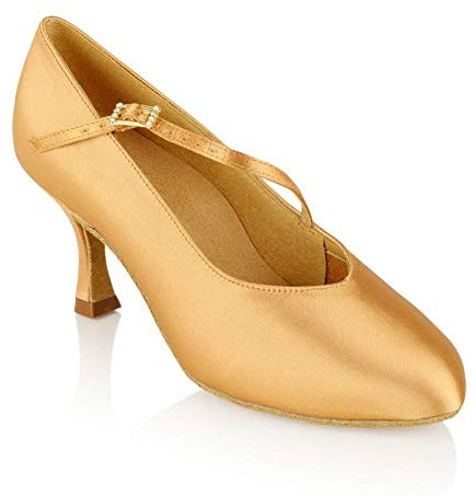 Ray Rose - Zapatos de baile para mujer, 116A, Rockslide – Flesh Satin – Large – 2 (5 cm) Flare – Made in UK, bronceado, 36 EU Large