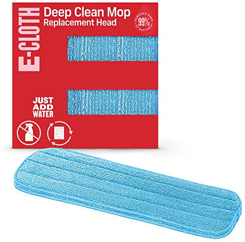 E-Cloth Deep Clean Mop Head, Microfiber Mop Head Replacement for Floor Cleaning, Great for Hardwood, Laminate, Tile and Stone Flooring, Washable and Reusable, 100 Wash Guarantee, 2 Pack