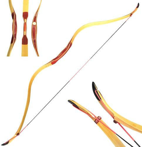 ZSHJGJR Traditioneller Langbogen Handgefertigt Recurvebogen Jagd Bogen 15-50lbs Bogenschießen Reiterbogen Sportbogen Erwachsene Holzbogen zum Jagen und Schießen (Typ 2, 30lbs)