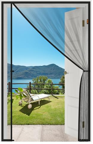 MAGZO Magnetic Screen Door, Fits 36'' x 82'' Door(Mesh Size 38'' x 83''), Left Right Side Opening, Scratch-Proof Polyester, Pet Friendly, Self-Sealing, Heavy Duty, Keep Annoying Creatures Out, Grey