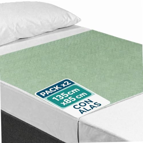 OrtoPrime Pack 2 Alèses Lavables 135cm avec Ailes - Alèses Bébé Absorbantes 3,15 litres m2 - Alèse Absorbante Lavable pour Maisons, Hôpitaux et Gériatriques - Plus de 200 Lavages.