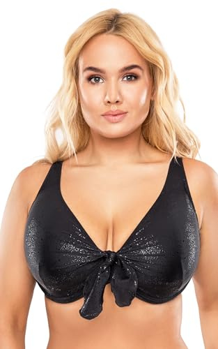 Vivisence 3202 Reggiseno Bikini Liscio Monocolorato Coppe Morbide con Ferretti, Nero Lucido,2D