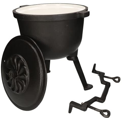 KOTARBAU® Bollitore in ghisa smaltato, 4 l, per caminetti con coperchio ermetico