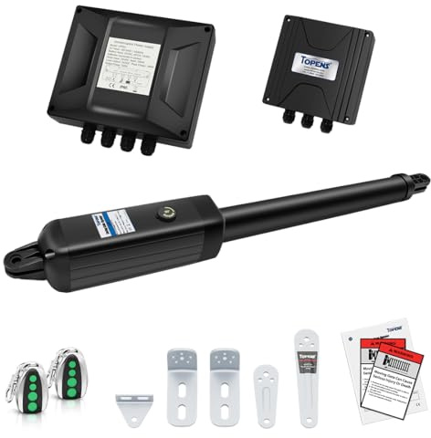 TOPENS A8131 Single Swing Gate Opener Heavy Duty Automatic Gate Motor for Single Swing Gates Up to 18ft, Electric Driveway Gate Operator AC Powered with Remote Control Kit Solar Compatible