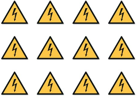 Warnung vor elektrischer Spannung: W012 - DIN EN ISO 7010 / ASR A1.3 - Aufkleber: 2,5 cm, 12 Stück