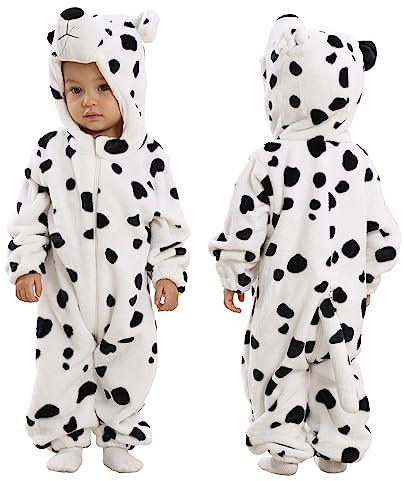 DOLADOLA Unisex baby-overall med huva，Djurdräkter för Bebisar,Bebisens Favorit Outfits för Alla Tillfällen(2-3 år, Snöleopard)