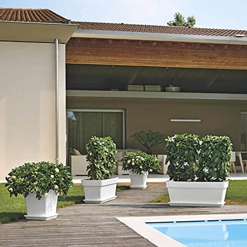 Euro3plast MITU Pac Blumenkasten mit Untersetzer 40 cm oder 100 cm lang in Weiß (100 cm)