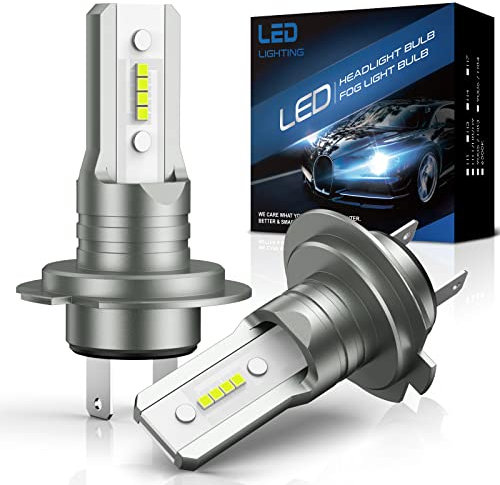 SHINYY H7 LED Headlight Bulbs, 16000LM 6300K+-200K Cool White 12V LED H7 Low/High Beam,300% Brighter H7 LED Car Headlight Anti Error Canbus Conversion Kit No Fan, Replace Halogen and Xenon Lamps, 2PCS