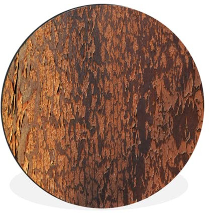 Wandbild Rund Wanddeko Deko Wohnzimmer Bilder 90x90 cm Rost - Braun - Orange - Metall - Muster - Struktur
