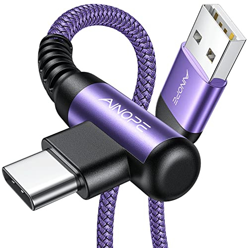 AINOPE USB C Charger Cable, 3.1A Type C Charger Cable Fast Charging, [2 Pack, 2M] Right Angle USB c Fast Charger Cable Compatible with Samsung Charger Type c, Huawei, Google Pixel, Sony Xperia, LG