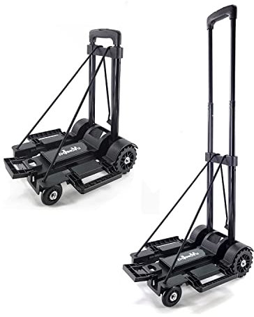 ZHJINGYU Carrello Pieghevole Ferro 45KG - 4 Ruote Glissevoli + Asta Telescopica - Con Corde Espansione - Ideale per Viaggi, Traslochi, Aeroporti & Uffici