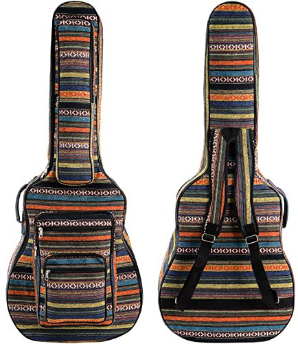 Tosnail 43 Zoll Akustikgitarre Gigbag mit Rucksackgurt und 5 Taschen, Bohemian Vintage Gitarre Aufbewahrungstasche Tasche