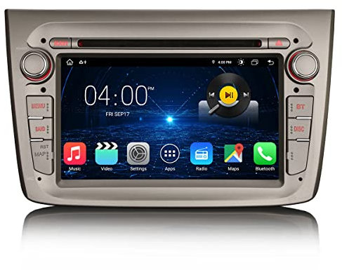 Erisin 7 Pulgadas 8-núcleos 4GB RAM 64GB ROM Android 14 Radio Coche Bluetooth GPS para Alfa Romeo Mito, Autoradio Navigation Soporte CarPlay Inalámbrico Android Auto Dab+ WiFi RDS USB 4G FM Radio CD