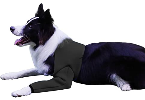 Hunde Erholungsanzug, Kegelhalsband Alternative, Abriebfeste Hunde Erholungshülle, Haustierwunden verhindern Lecken, Biss, Nässe und Infektion, waschbar und wasserdicht (Schwarz, M)