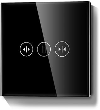 LIAONFOY WiFi Controlled Curtain Switch Flush-Mounted Intelligent Touch Switch Touchscreen Remote Control with Smart Life Compatible with Alexa Google Home Black (Neutral Wire Required)
