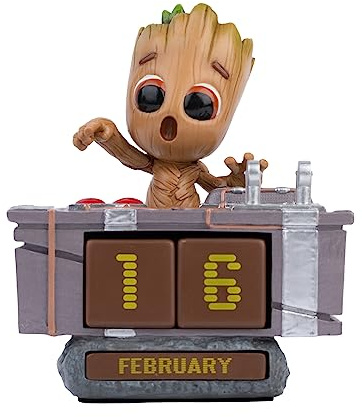 Calendario Perpetuo Groot 3D - Groot Figura de Marvel para Decoracion Habitacion Juvenil - Calendario sobremesa para niños │ Muñecos Marvel Merchandising Oficial