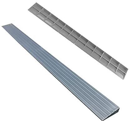 Rampe triangolari Portatili con Rialzo di 2-4,5 cm, carico Fino a 2000 kg, rampa di soglia per Sedia a rotelle in plastica, pedana per Interni, Tappetino per carrozzina/grigio/100 x 10 x 2,5 cm