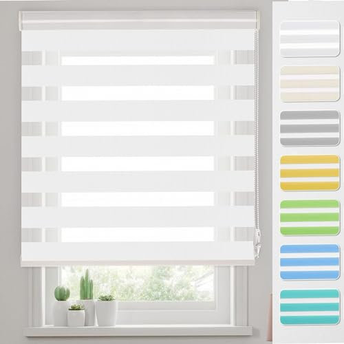 Verdunkelungsrollo Thermorollo 35 x 240 cm Höhe Stufenlos Verstellbar Rollo verdunkelung für innen Fenster inkl. Montagematerial, für Fenster & Tür, Weiß