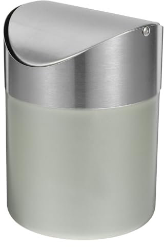 Zerodeko Desktop-Mülleimer Mülleimer aus Metall Runder Papierkorb Mülleimer aus Edelstahl Mülleimer mit Deckel Tischabfalleimer mit Deckel Schreibtisch Container Büro