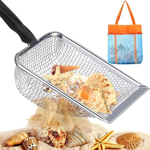 JOKILY Pala di sabbia per bambini, da spiaggia, giocattolo da spiaggia per bambini, pala di sabbia per bambini con borse per giocattoli di sabbia, giocattolo di sabbia per raccogliere conchiglie per