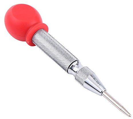 Punzón Central Automático Orificio de Marcado con Resorte Cuerpo de Acero Al Carbono Punzones (Tapa protectora plateada + roja)