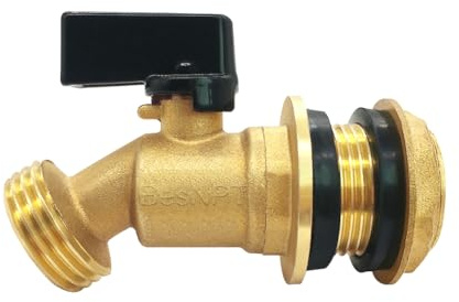 Besnpt 3/4 GHT Spigot for Rain Barrel Parts Kits, Brass Ball Valve with Bulkhead Fitting, Garden Hose Connector Adapter and Drain Valve DIY Kits,for 5/25/50/55 Gallon Bucket