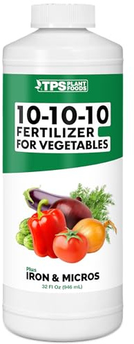 10-10-10 Fertilizer for Vegetables – Liquid Plant Food with Iron & Micronutrients for Balanced Nutrition, Strong Roots & Healthy Harvests, 32 oz