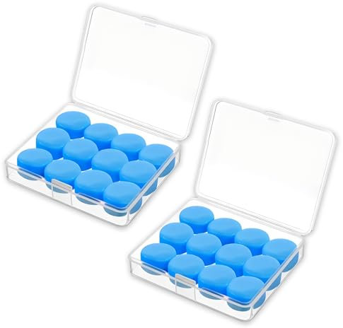 12 Pairs Silicone Ear Plugs for Sleeping Set, 32dB Noise Cancelling Ear Plugs, Waterproof Earplugs for Shooting, Airplanes, Concerts, Mowing, Studying, Swimming(Blue)