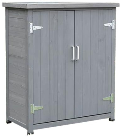 Pflanztisch für Den Außenbereich, Gartenschrank mit Metallplatte, Vertikaler Aufbewahrungsschrank mit Doppelt Verschließbaren Türen für Außenbereich, Garten und Hof(Gray)