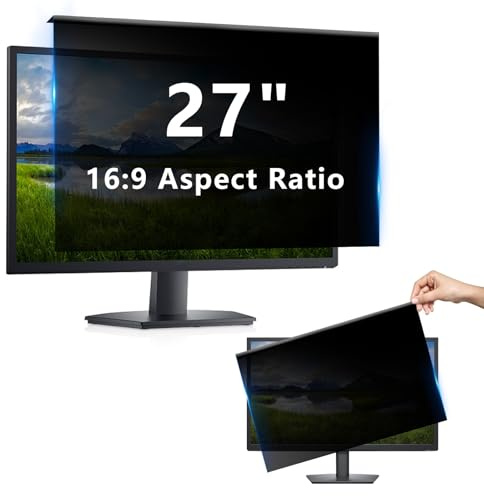 WVMNQO 27 Zoll Hängender Blickschutzfolie für Computermonitor mit 16:9, Hochtransparent und Nicht Verschwommen, Keine Installation erforderlich, Anti-Blaulicht, Anti-UV, Kratzfest, No Anti-Glare