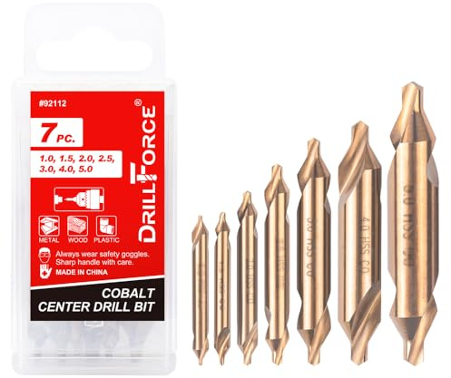 VALYRIANTOOL 7PCS Cobalt Center Drill Bits Set, M35 High Speed Steel 60-Degree Angle Center Drill Bits Kit Countersink Tools for Lathe Metalworking Size 1.0 1.5 2.0 2.5 3.0 4.0 5.0