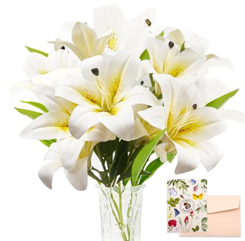 SNAIL GARDEN 11Heads Artificial Lily Flowers,Long Stem Faux Flowers with Buds,Tiger Lily Artificial Flowers for Home Hotel Flower Arrangement Party Decor