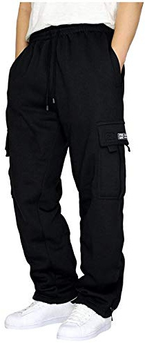 MEIbax Pantalon de Jogging Homme Chaud Doublure Polaire Pantalons de Survêtement Thermique Taille Elastique Décontracté Survetement Pantalon Cargo Ample Entraînement Activewear Hiver Sportwear