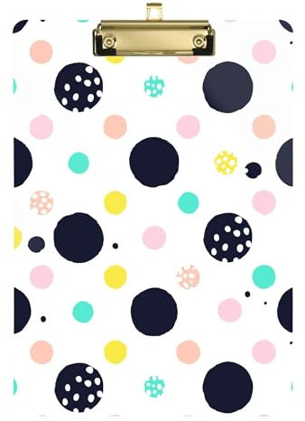 Circle Art Porte-bloc à pois Format A4 31,8 x 22,9 cm Planchette à pince de menu avec clip discret pour infirmière pédiatrique primaire