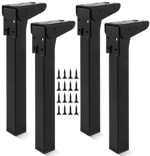 GOYADA Tischbein Klappbar 25 cm, Tischbeine Metal Schwarz 90 Grad, 4 Stück | Tischbeine Klappbar für Tisch, Bett, Sofa, Laptop-Tischbein, Schrank