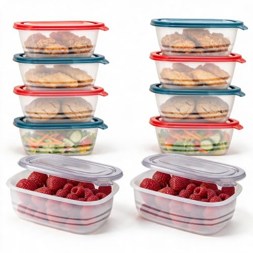ARSUK Boite Alimentaire Plastique 500ml 10PCS - Petits Contenants hermétiques Sans BPA, Empilables Pour Meal Prep, Organisation Cuisine, Compatibles Micro-ondes, Congélateur et Lave-Vaisselle