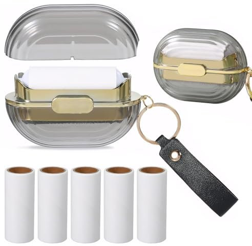 6 Pieces Double Sided Travel Lint Roller Set Mini Lint Roller Portable Lanyard Lint Roller Travel Reusable Purse Lint Roller Suitable for Home Travel and Dust and Lint Removal with 5 Refills