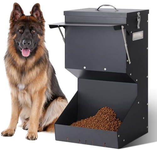 Automatic Dog Feeding Outdoor Hanging Pet Food Feeder Large Breed 11kg, Galvanised Gravity Feeder for Dogs Metal Self-Feeding Dog Food Dispenser for Dogs