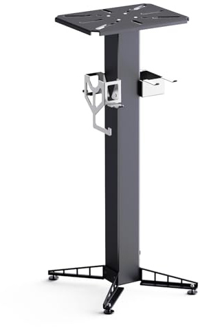 BUYYAH Floor-Mount Vise and Grinder Stand, 34” Tall, Heavy-Duty Carbon Steel, Black, Stable Floor-Mounted Workstation for Notching Machines, Grinders, Vises, Shears, and Shrinkers
