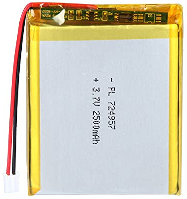 Batterie LiPo 3,7V 2500mAh 724957 avec câble JST – Batterie lithium polymère rechargeable pour enceintes Bluetooth, projets DIY et appareils électroniques