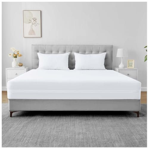 Funda de colchón impermeable antialérgica, protector de colchón con cremallera, hipoalergénico, a prueba de chinches, antiácaros, funda de colchón matrimonial (individual)