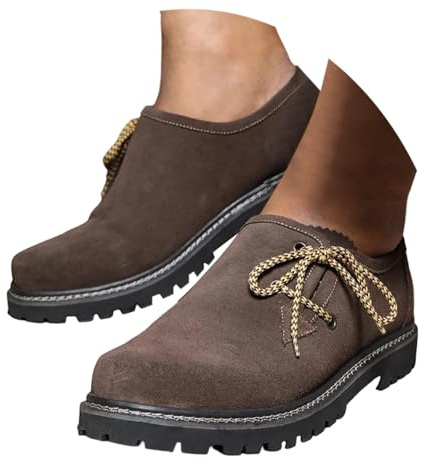 Generisch Trachtenschuhe Herren - hochwertiger Trachtenschuh für Männer- Echtes Wildleder - Optimale Passform und traditionelles Design - Echtleder Herrenschuhe fürs Oktoberfest und Feierlichkeiten