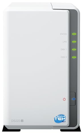 SIMPLETEK - Dispositivo di archiviazione di rete NAS a 2 bay con doppio slot HDD/SSD SATA, Ethernet LAN Gigabit, compatibile – Colore Bianco